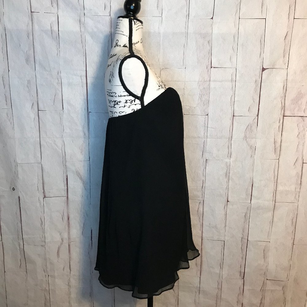 CLEARANCE! NWT Elizabeth & James Small Strapless Crepe Chiffon Dress Black LBD - Picture 2 of 9